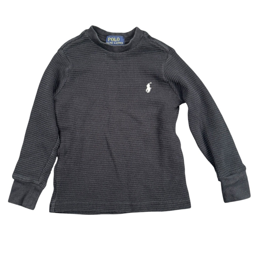 Polo Ralph Lauren Kids Waffle Knit Long‎ Sleeve Shirt Black 653
